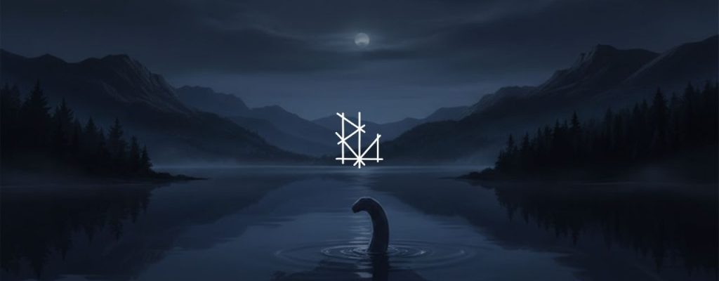 The Loch Ness Monster emerging from the dark depths of Loch Ness, evoking deep-sea horror and ancient unknown terror.